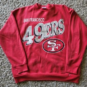 Vintage 90's LOGO 7 San Francisco 49ers Red Crewneck Sweatshirt
